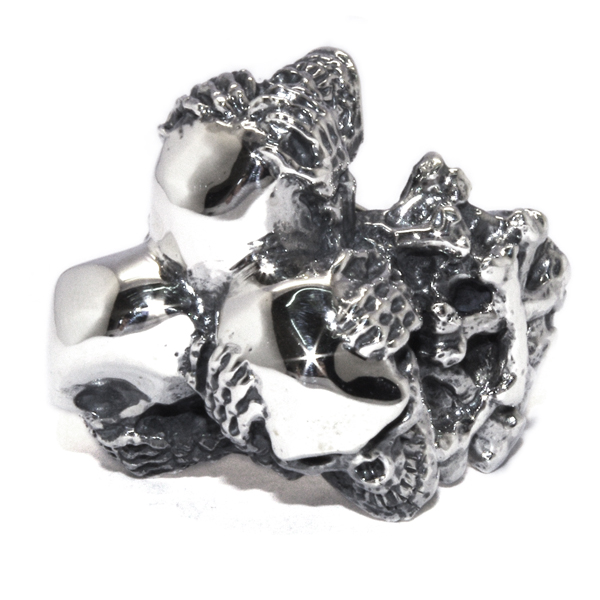 ファッションなデザイン THREE CRAZY WISE SKULLS RING SKULLS RING